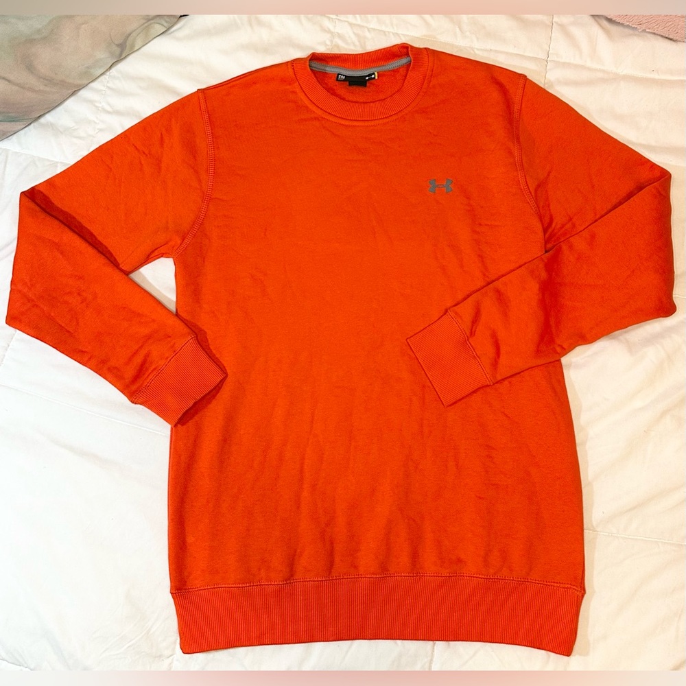 Under Armour Orange Crewneck Sweater with Ribbed Trim